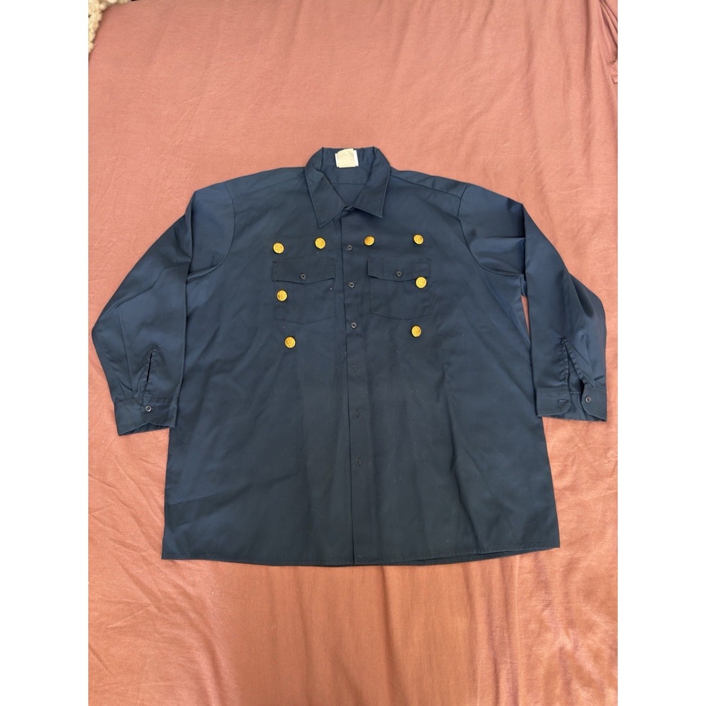 Vintage Dickies Made in USA Uniform Work Shirt Navy Blue 19-19.5 2XL 3XL